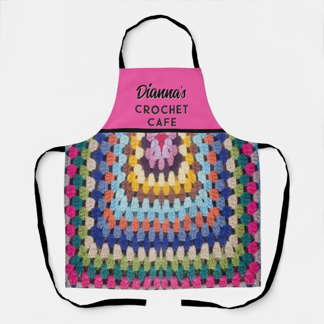 Personalisierte Crochet-Loving All-Over-Print-Schü Schürze (Vorderseite)