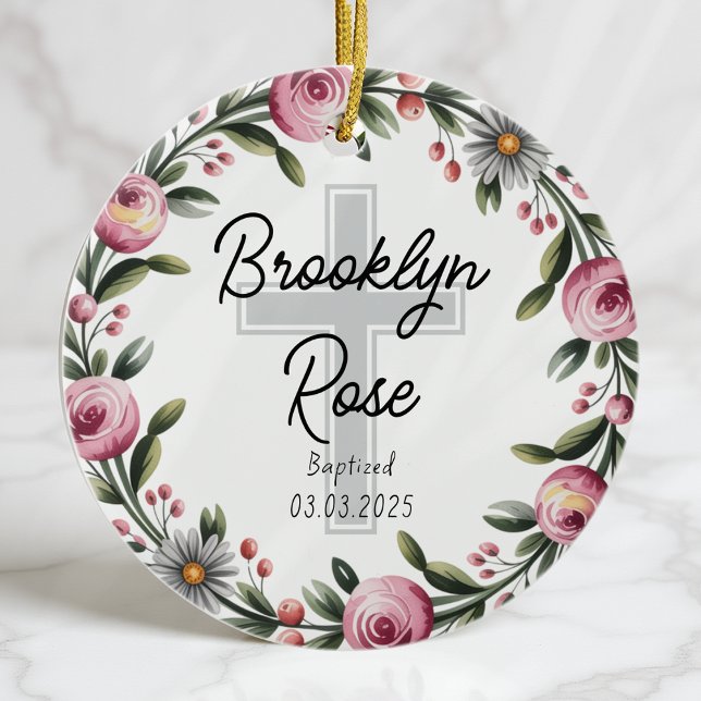 Personalisierte Cross Christening Taufe Gunst Keramik Ornament (Von Creator hochgeladen)