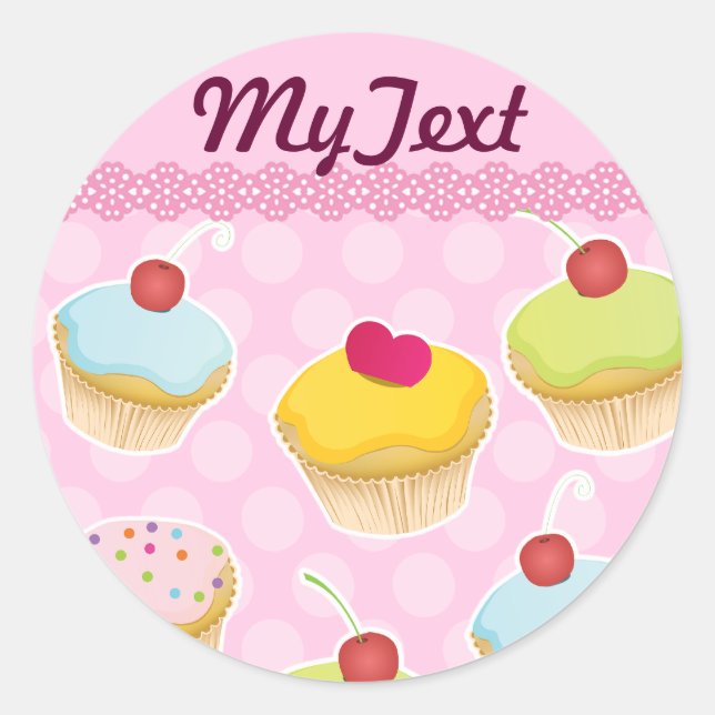 Personalisierte Cupcakes Runder Aufkleber (Vorderseite)