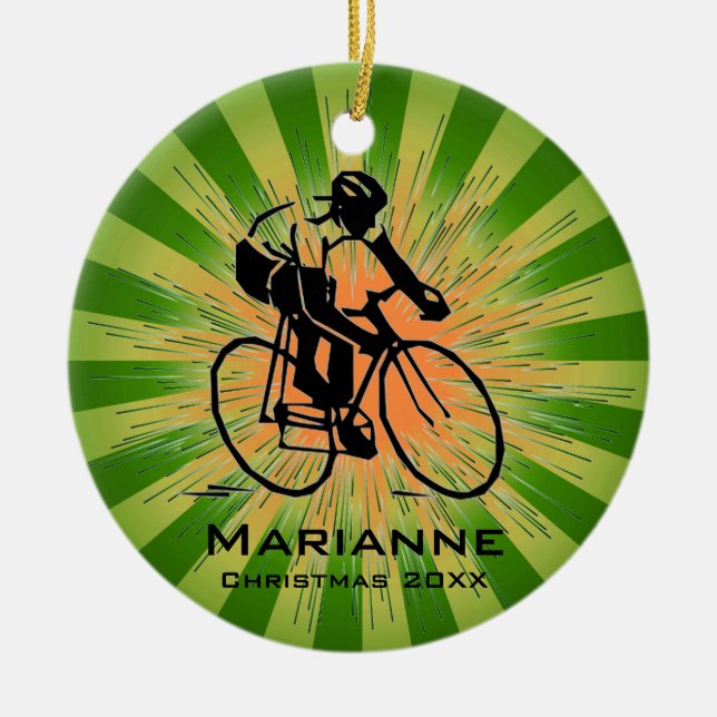 Personalisierte Cyclist-Ornament Keramikornament (Vorne)