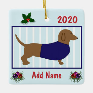 Personalisierte Dackel - Dackel Welpen Hund - Blau Keramikornament