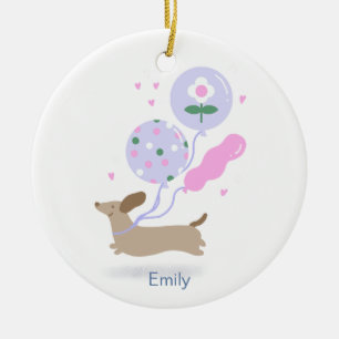 Personalisierte Dackel Geburtstagsparty Hund Lover Keramik Ornament