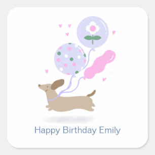 Personalisierte Dackel Geburtstagsparty Hund Lover Quadratischer Aufkleber