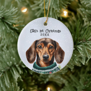 Personalisierte Dackel Hund Keramik Ornament