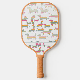 Personalisierte Dackel Hund, Wurst Hund farbig Pickleball Schläger