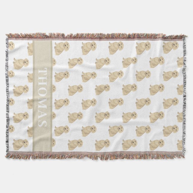Personalisierte Dackel (lange Haare, Creme Fawn) Decke (Vorderseite)