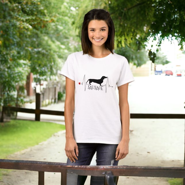 Personalisierte Dackel Liebe Mein Hund Herzschlag T-Shirt (Personalized Dachshund Love My Dog Heart Beat T-Shirt from Ricaso)