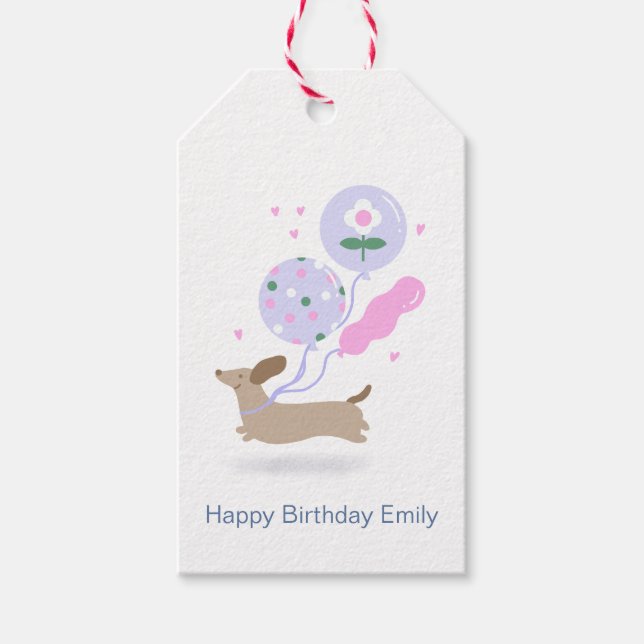 Personalisierte Dackel Lover Geburtstagsparty Geschenkanhänger (Vorderseite)