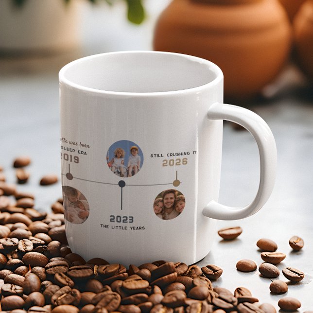 Personalisierte Dad-Timeline-Fotogeschichte Kaffeetasse (Von Creator hochgeladen)