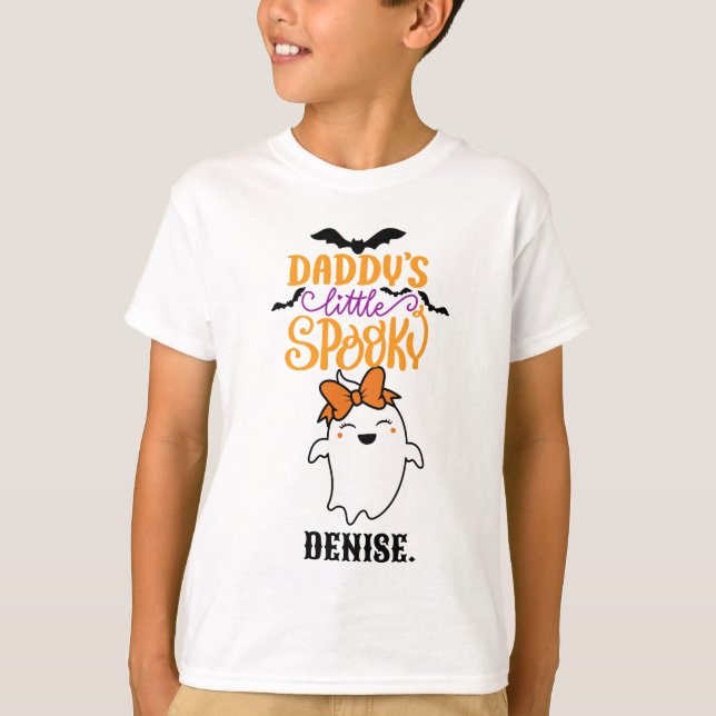 Personalisierte Daddy's Little Spooky Halloween Fa T-Shirt (Vorderseite)