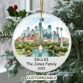 Personalisierte Dallas-Ornament, Texas Keramik Ornament