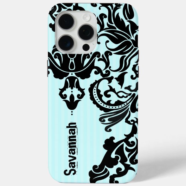 Personalisierte Damask iPhone Abdeckung Wählen Sie 15 Pro Max Hülle (Rückseite)