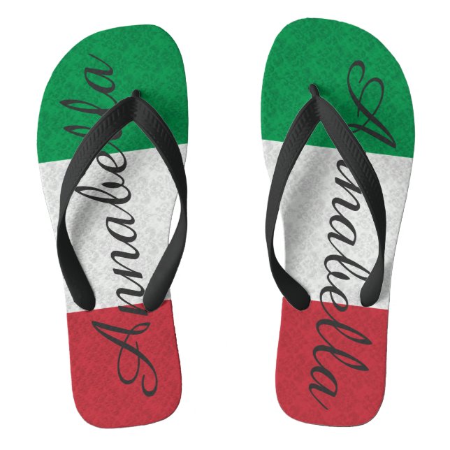 Personalisierte Damask-italienische Flagge Flip Flops (Fußbett)