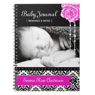 Personalisierte Damast-Baby-Zeitschrift Notizblock