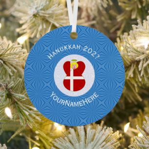Personalisierte dänische Engel-Hanukkah-Flagge Ornament Aus Metall