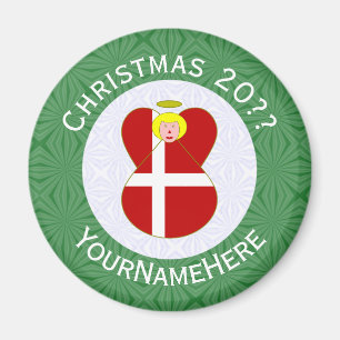 Personalisierte dänische Engel-Weihnachtsflagge Magnet