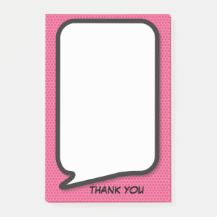 Personalisierte Danke Rosa Spaß Sprechblase Post-it Klebezettel