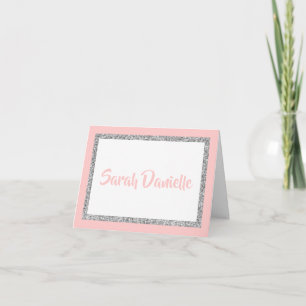 Personalisierte Dankeskkarte mit rosa und silberne Dankeskarte