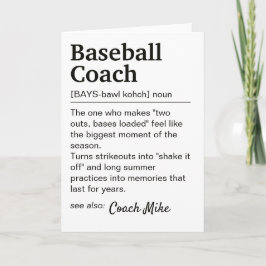 Personalisierte Danksagung für den Baseball-Traine Karte