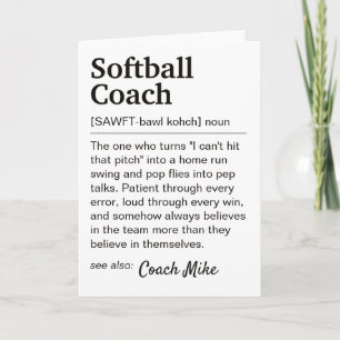 Personalisierte Danksagung für Softball-Trainer-De Karte