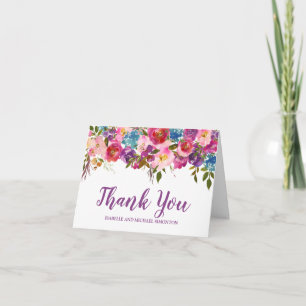 Personalisierte Danksagung mit lila Blumen Dankeskarte