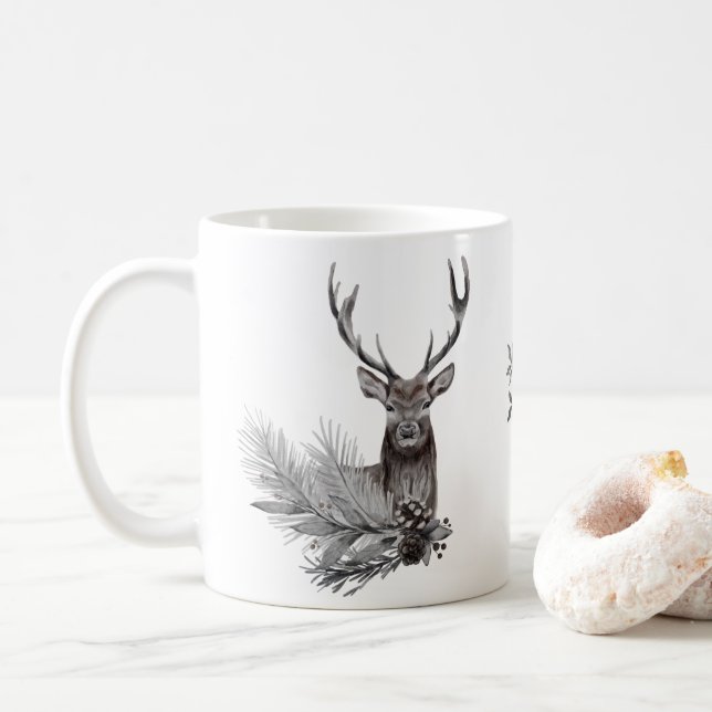 Personalisierte Darstellung des rustikalen Hirsche Kaffeetasse (Mit Donut)