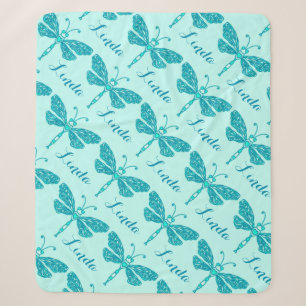 Personalisierte Decke des Aqua-Namens Dragonfly Sherpadecke