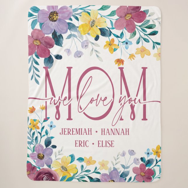 Personalisierte Decke für die Mama mit Blume aus R Sherpadecke (Vorderseite)