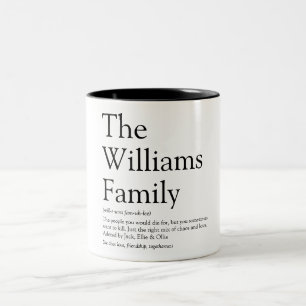 Personalisierte Definition Ihrer Familie Zweifarbige Tasse