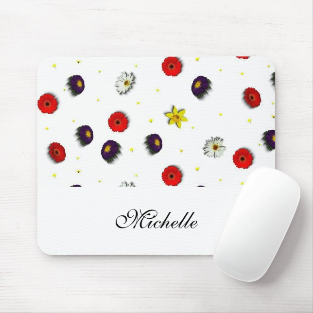 Personalisierte dekorative Frühlingsblumen weiß Mousepad (Mit Mouse)