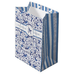 Personalisierte Delft-Blau-Vögel Mittlere Geschenktüte