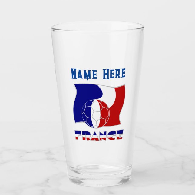Personalisierte der französischen Fußball-Flagge Glas (Vorderseite)