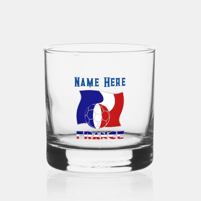 Personalisierte der französischen Fußball-Flagge Whiskyglas (Vorderseite)