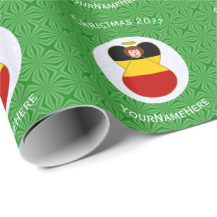 Personalisierte deutsche Engels-Weihnachtsflagge Geschenkpapier