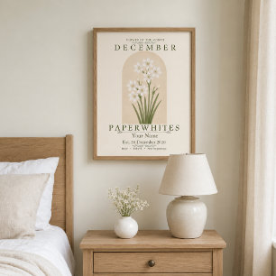 Personalisierte Dezember-Geburtsblume Paperwhites Poster