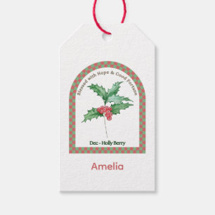 Personalisierte Dezember-Geburtsmonatsblume Geschenkanhänger