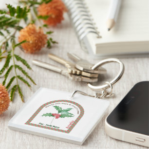 Personalisierte Dezember-Geburtsmonatsblume Schlüsselanhänger