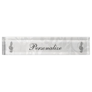 Personalisierte Diamant-Musiknote-Blumendamast Namensplakette