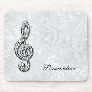 Personalisierte Diamant-Musiknote Floraler Damast Mousepad