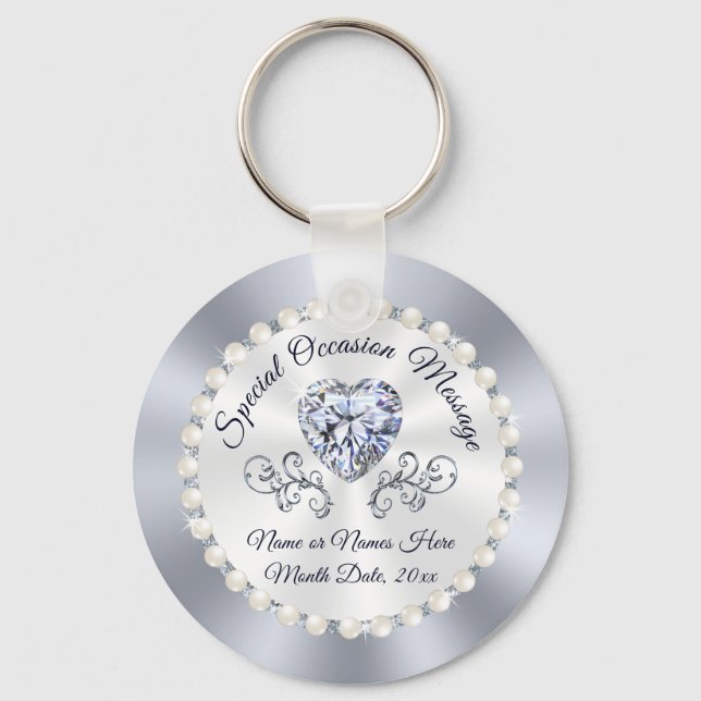 Personalisierte Diamant-Theme Hochzeitsideen, Hoch Schlüsselanhänger (Vorderseite)
