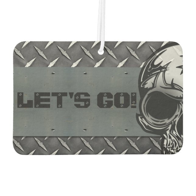 Personalisierte Diamantplatte mit Halbschädeln Autolufterfrischer (Rückseite)