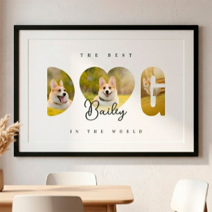 Personalisierte Die beste HUND 3 Foto-Collage Poster