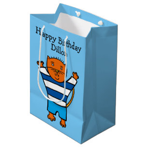 Personalisierte Dillon Cat Happy Birthday Mittlere Geschenktüte