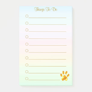 Personalisierte Dinge zu tun & goldene Paw Post-it Klebezettel