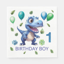 Personalisierte Dino-Party-Papier-Servietten 1. Ge