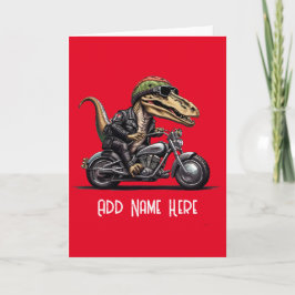 Personalisierte Dinosaurier-Bikerkarte Dankeskarte