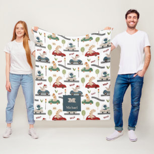 Personalisierte Dinosaurier fahren in Traffic Tale Fleecedecke