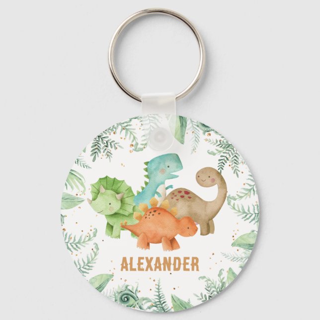 Personalisierte Dinosaurier Jurasic Wild One Schlüsselanhänger (Vorderseite)