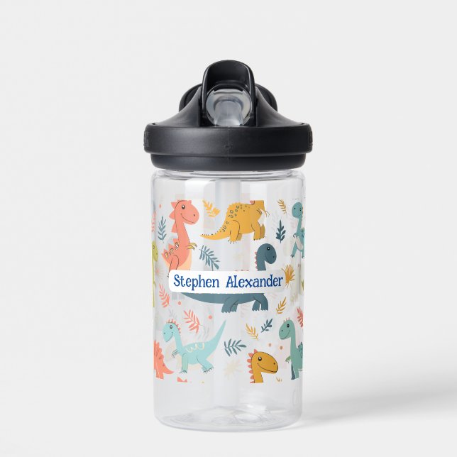 Personalisierte Dinosaurier-Kid Trinkflasche (Vorne)
