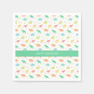 Personalisierte Dinosaurier-Papierplatte - Grünbla Serviette